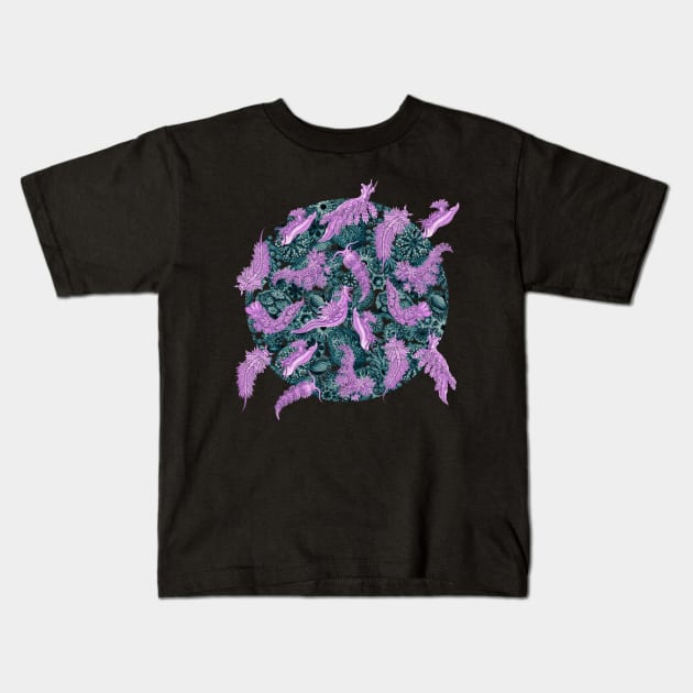 Ernst Haeckel Rose Nudibranch  on Cerulean Sea Squirts Kids T-Shirt by Scientistudio